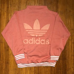Adidas Logo High Neck Salmon Pink Sweatshirt NWT